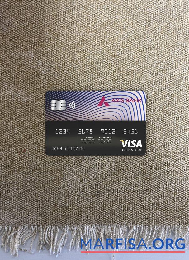 Blank India Axis bank visa signature card photolook front download for verification